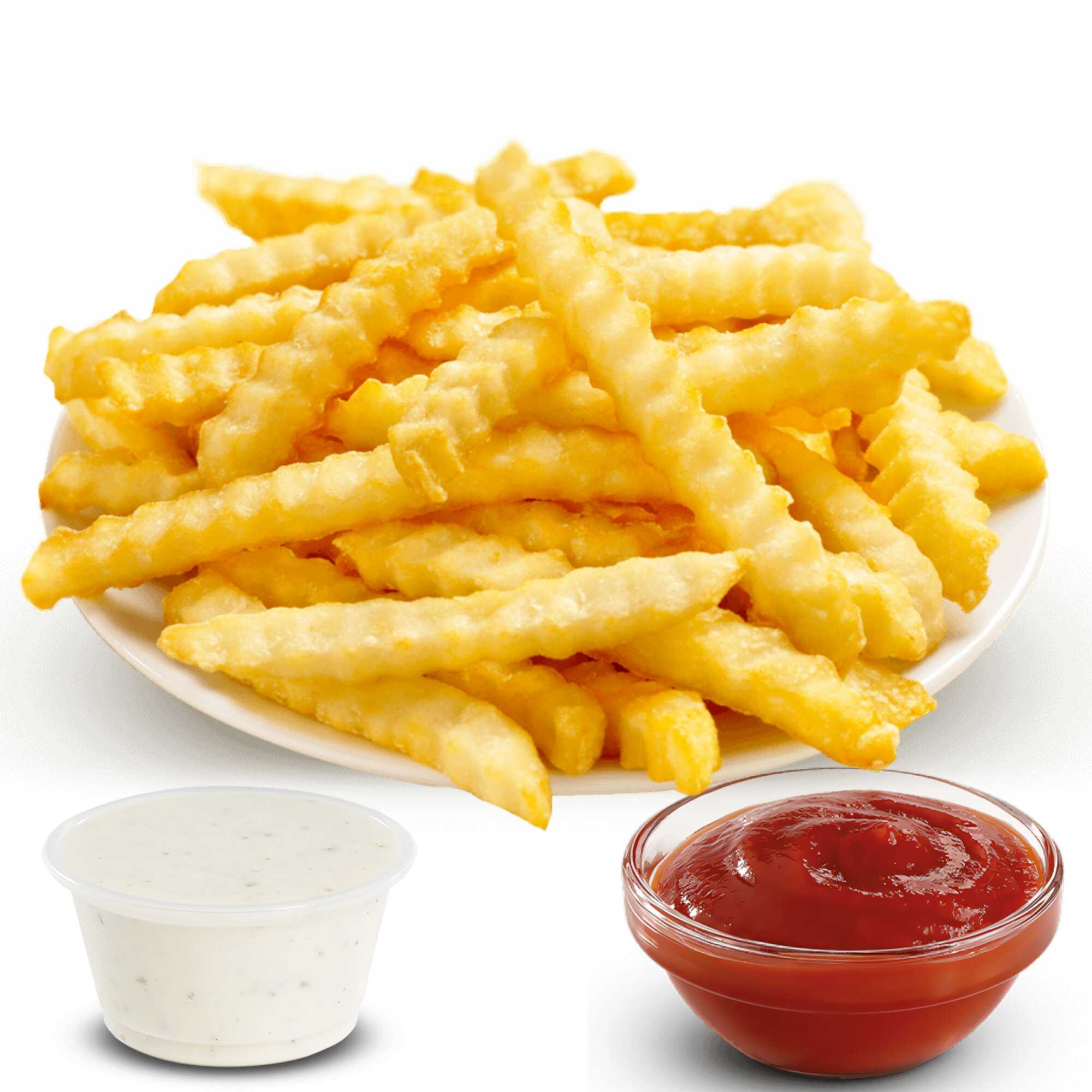 Papas a la Francesa con Dip Ranch y Catsup