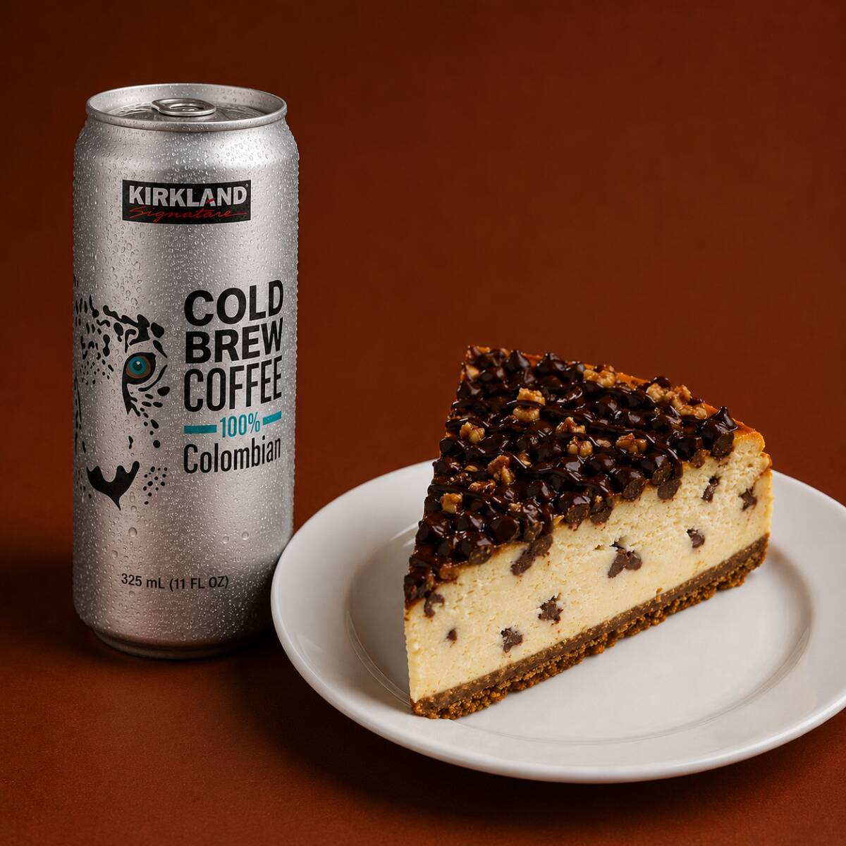 Pay de Queso con Chispas de Chocolate + Cold Brew