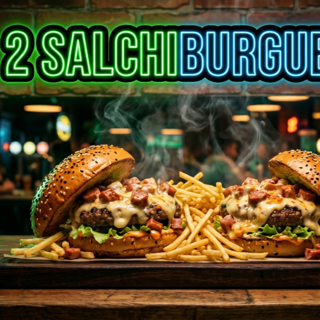 2 Salchiburguers+papas