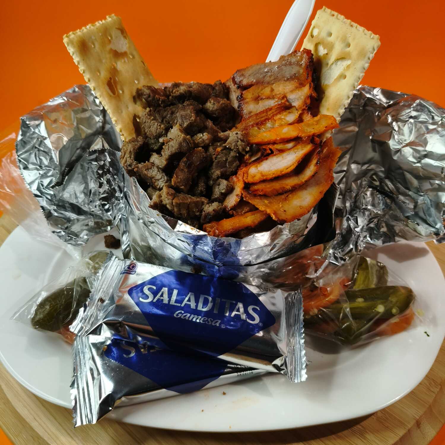 Papa Asada Mixta de Carne Asada y Trompo