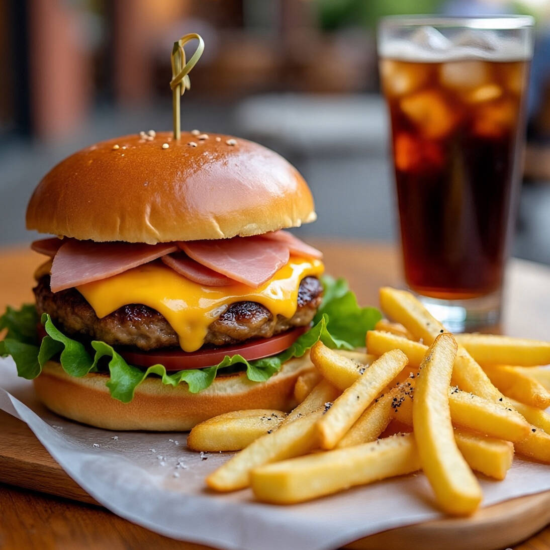 Burger más Papas y Bebida