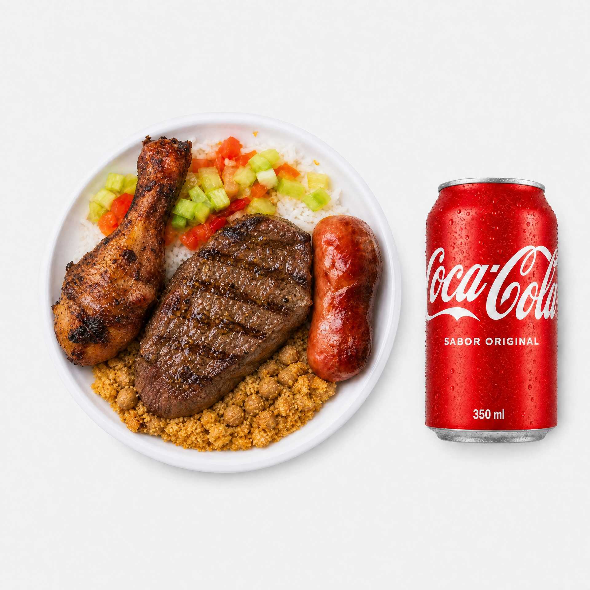 A combinação perfeita para quem gosta de variedade: marmita com filé, coxa de frango e toscana, acompanhada de arroz, feijão tropeiro e vinagrete fresco, mais uma Coca-Cola 350ml bem gelada para completar a refeição.
-----tags-----
combo, marmita, marmitex, filé, coxa de frango, toscana, coca cola, refrigerante, arroz, feijão tropeiro, vinagrete, almoço, comida caseira, refeição completa, promoção, bom e barato, delivery, 99Food.