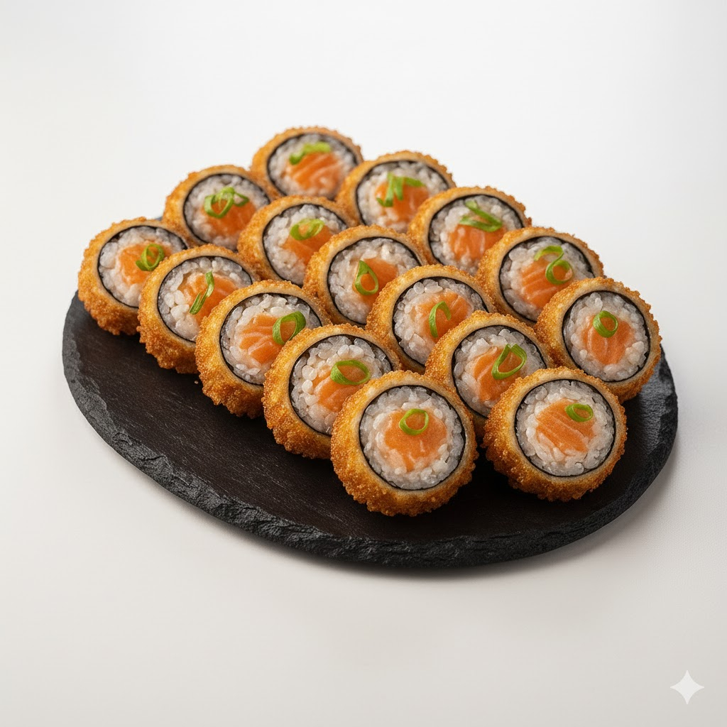 Roll empanado de salmão