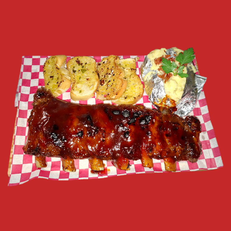 Costilla BBQ con Papa + Agua Fresca + Sopa