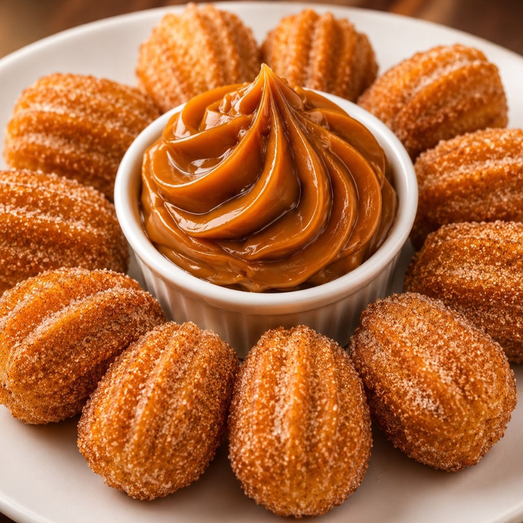 30 mini churros crocantes, recheados com doce de leite cremoso.
