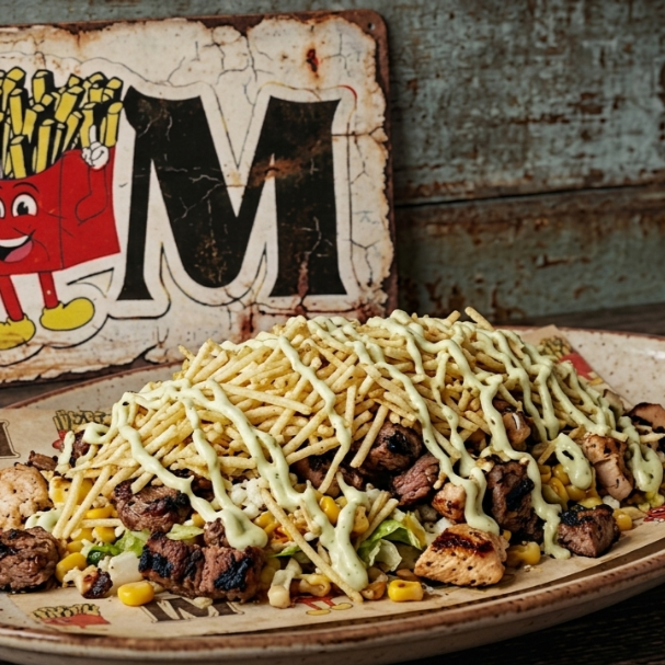 Salchipapa carne pollo