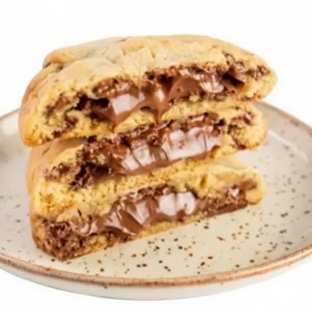 Cookie feito com massa branca tradicional, leve e macia, enriquecida com generosas gotas de chocolate que derretem na boca. Para completar, um irresistível recheio cremoso de Nutella. Sugestão: Aqueça por 10 segundos no microondas, ou se preferir, esquente na air fryer por 3 minutos a 180 graus que você comerá o melhor cookie. Aproximadamente 100gramas.