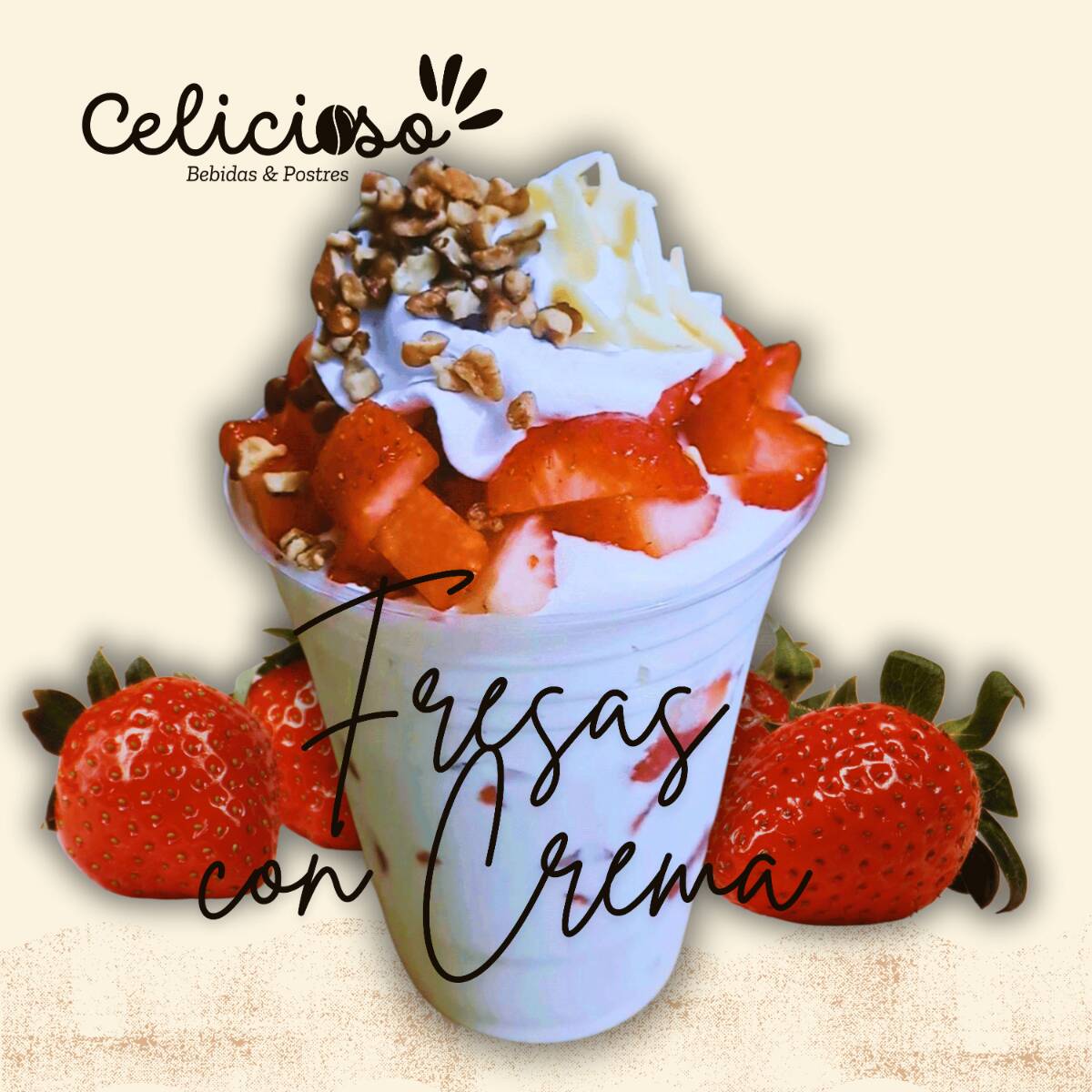 Fresas con Crema Grande 16 oz