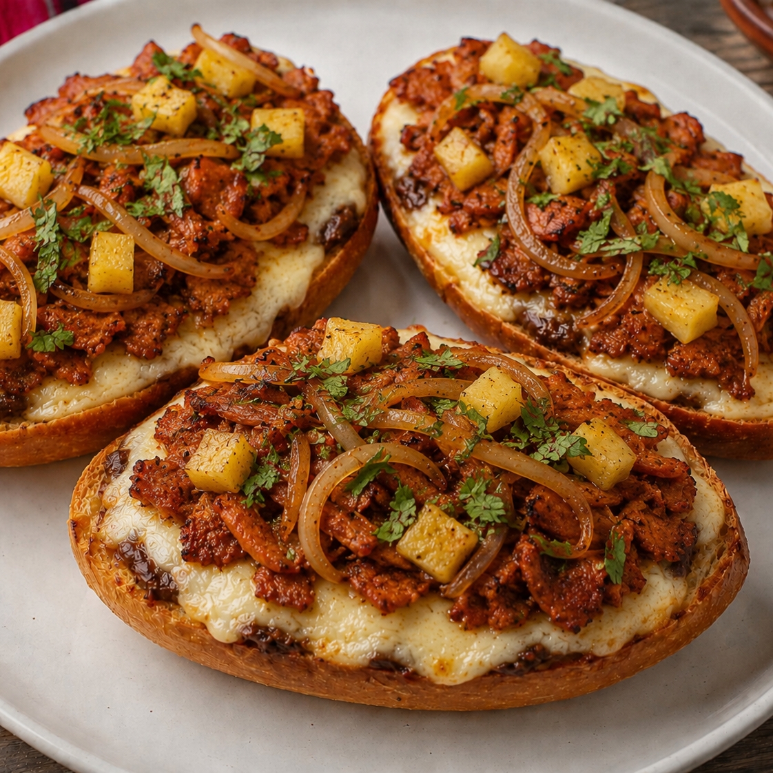 Molletes con Pastor