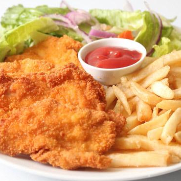 Milanesa Empanizada de Pollo+papas