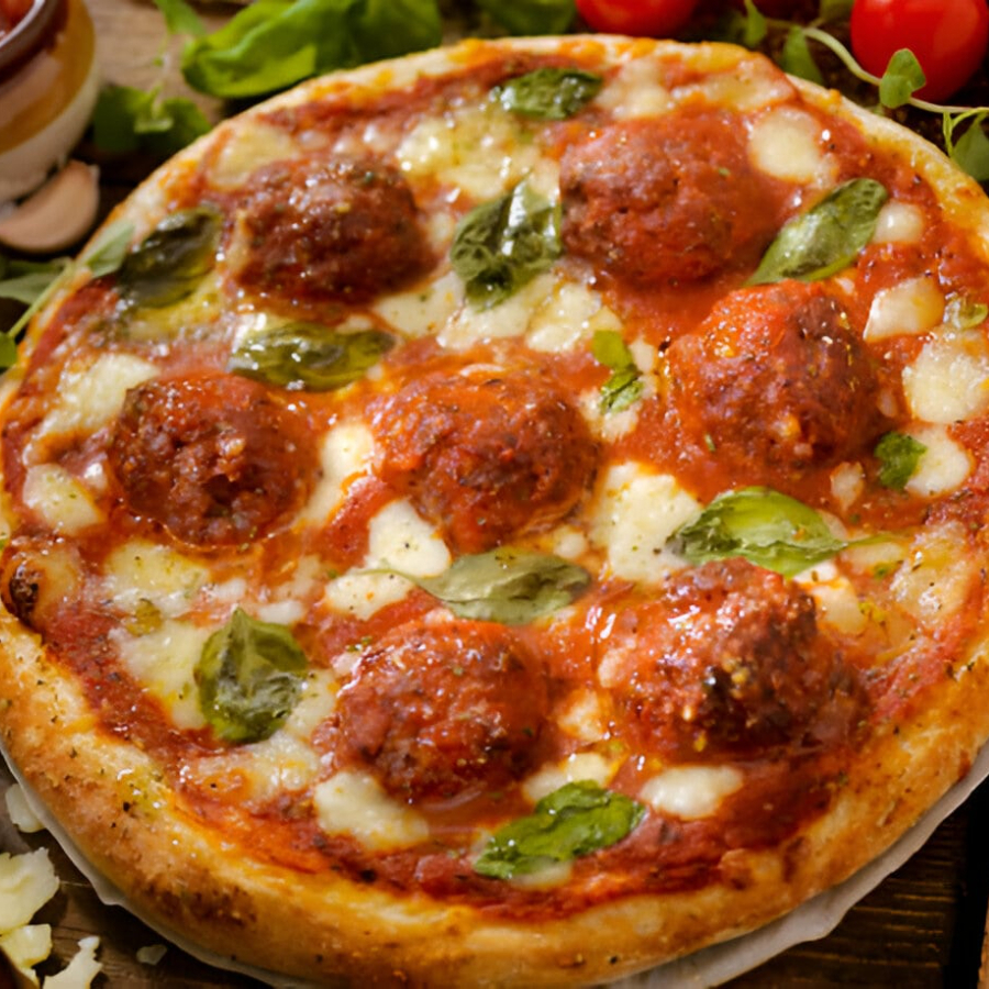 Pizza con Albondigas