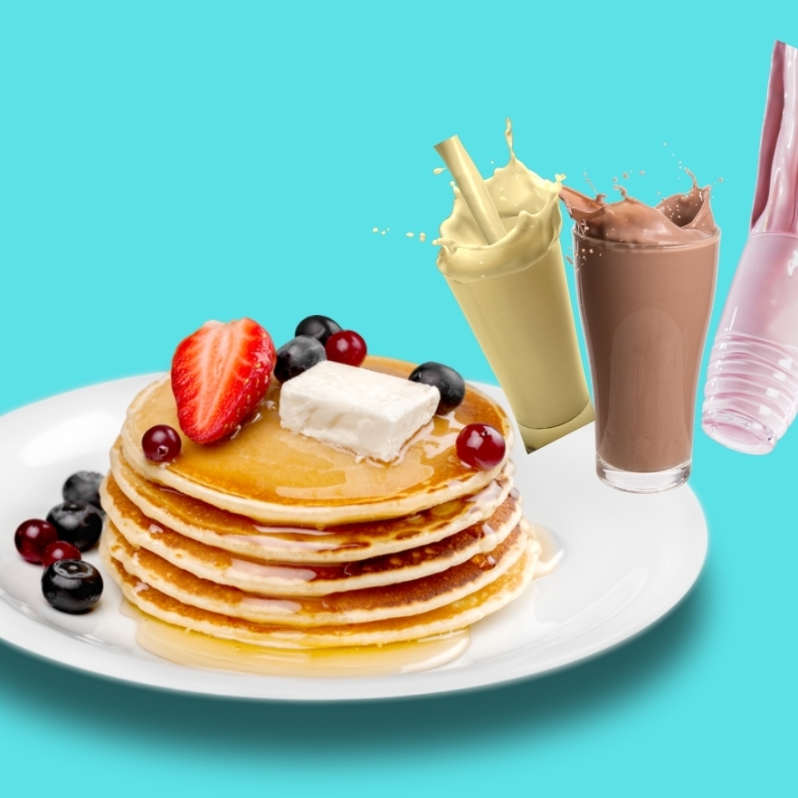 Hot Cakes y Malteada de Chocolate