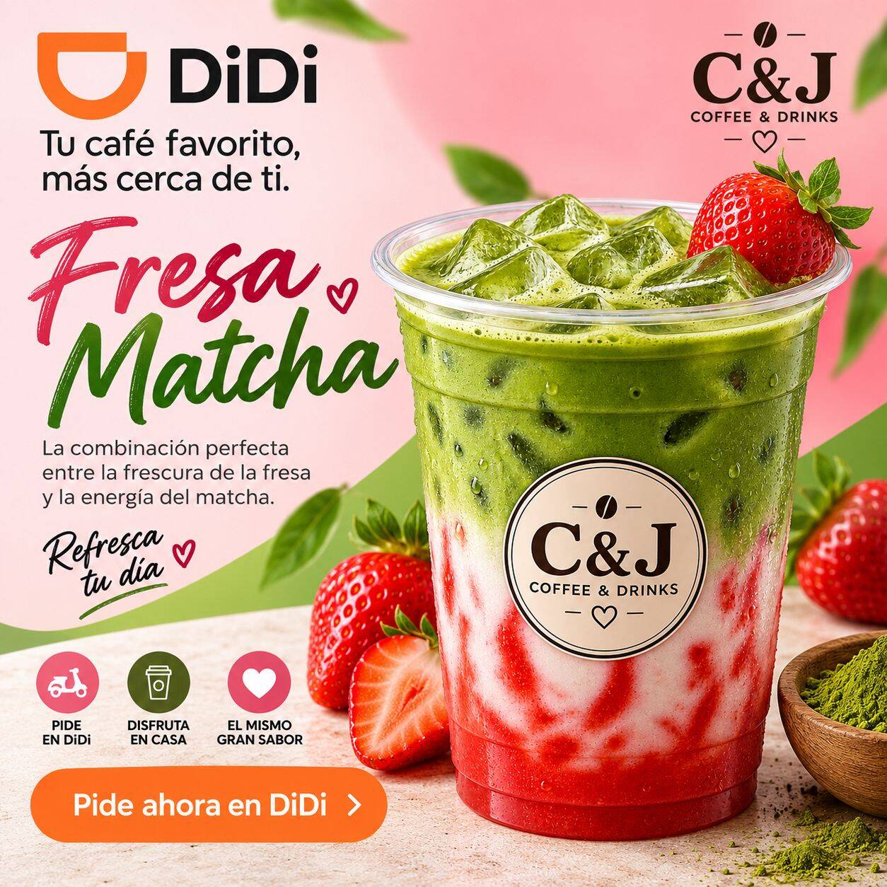 Latte Matcha Fresa