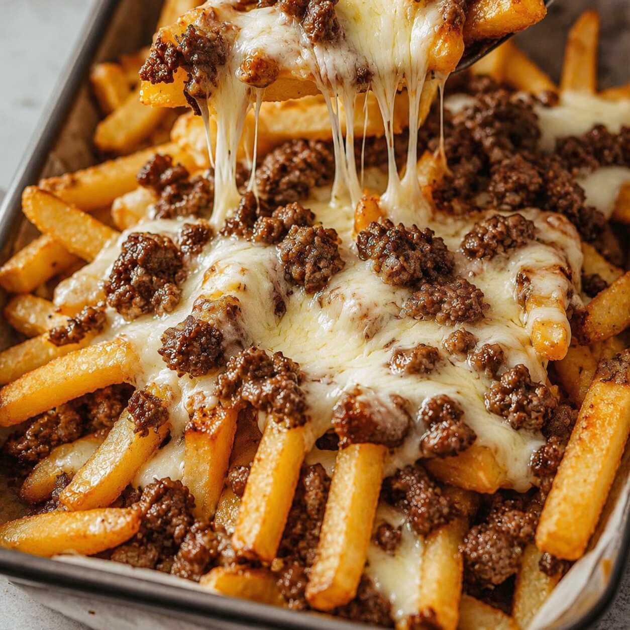 Papas Fritas Carne y Queso Chica