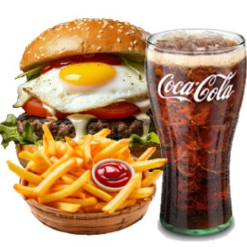 🍟🍔DOBLE CARNE+HUEVO+TOCINETA+PAPAS+COCA250