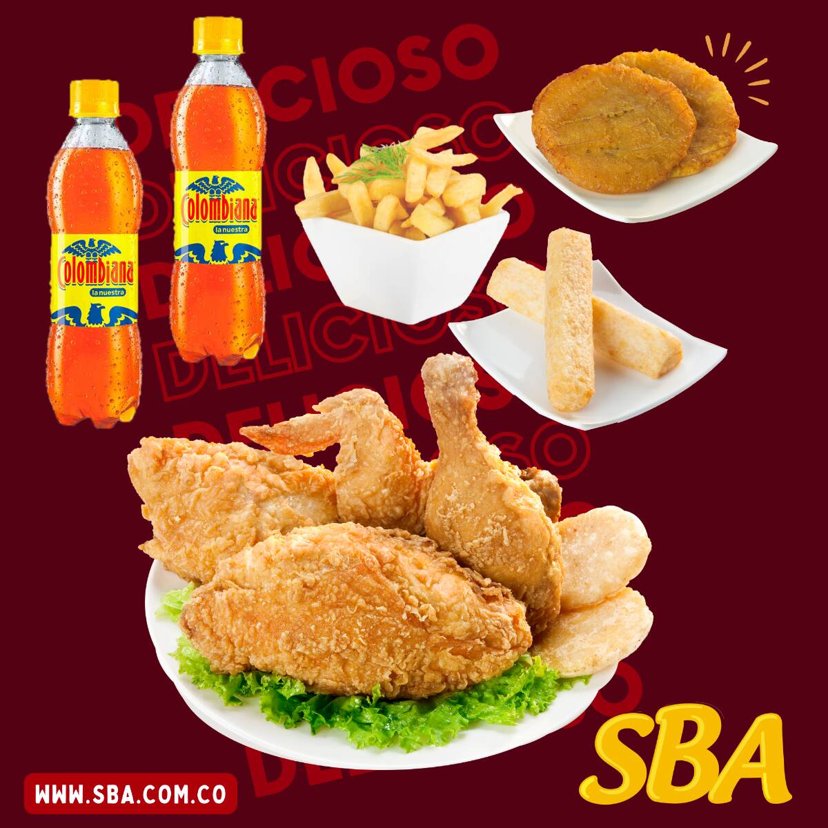 1/2 Pollo + 6 Acompañamientos