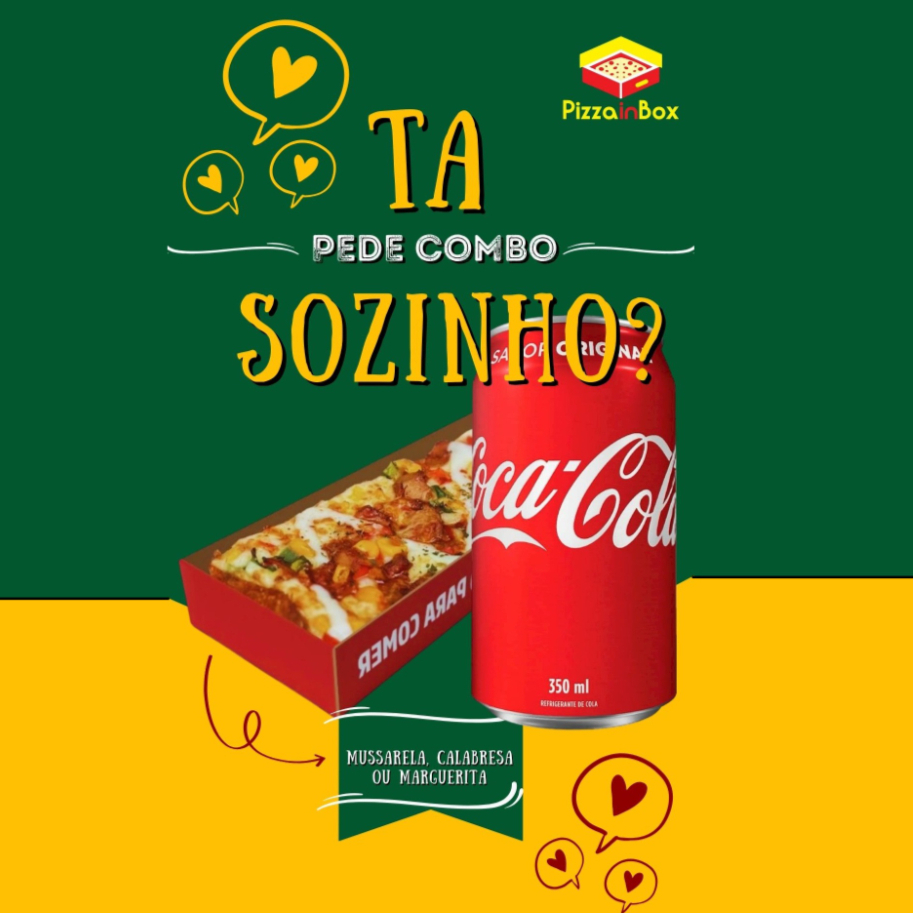 1 Pizza Gaveta ( Mussarela, Calabresa, ou Marguerita ) mais um Refrigerante em lata !!!