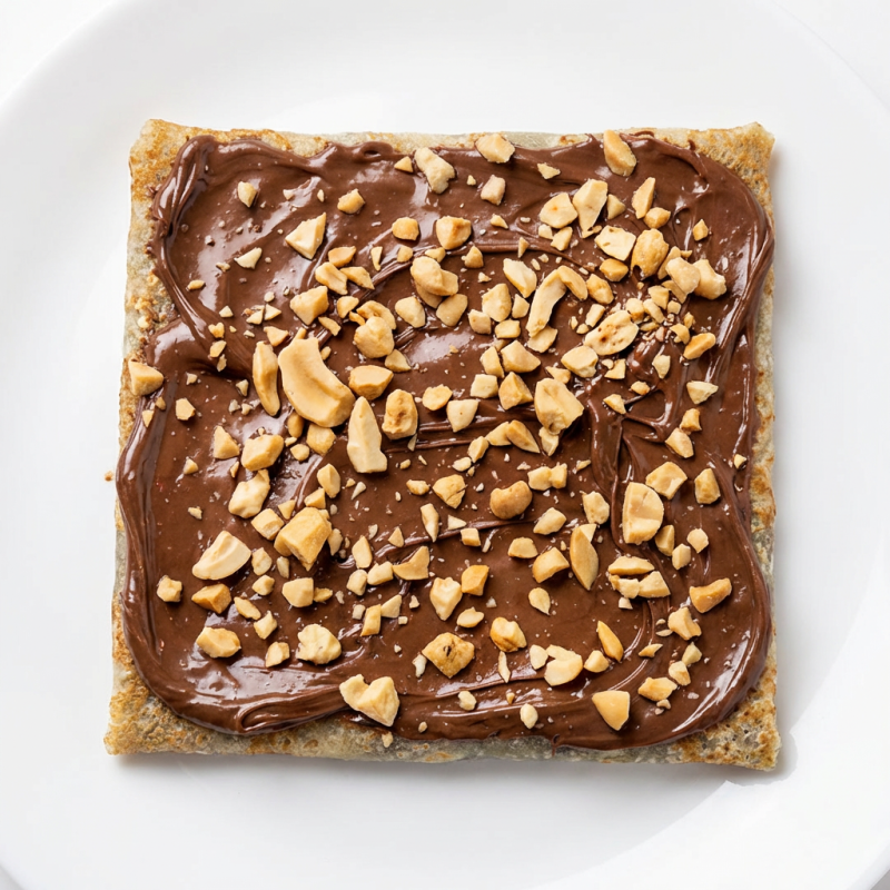 Chocolate, amendoim e chantilly.