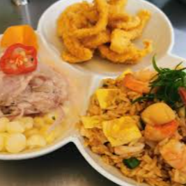 Trio Clásico (ceviche +ch. de pota +arroz c/ mari)