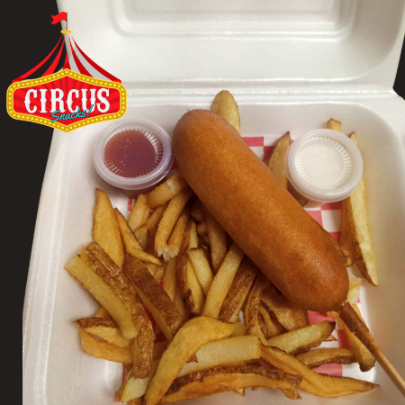 Corn Dog más Papas Fritas