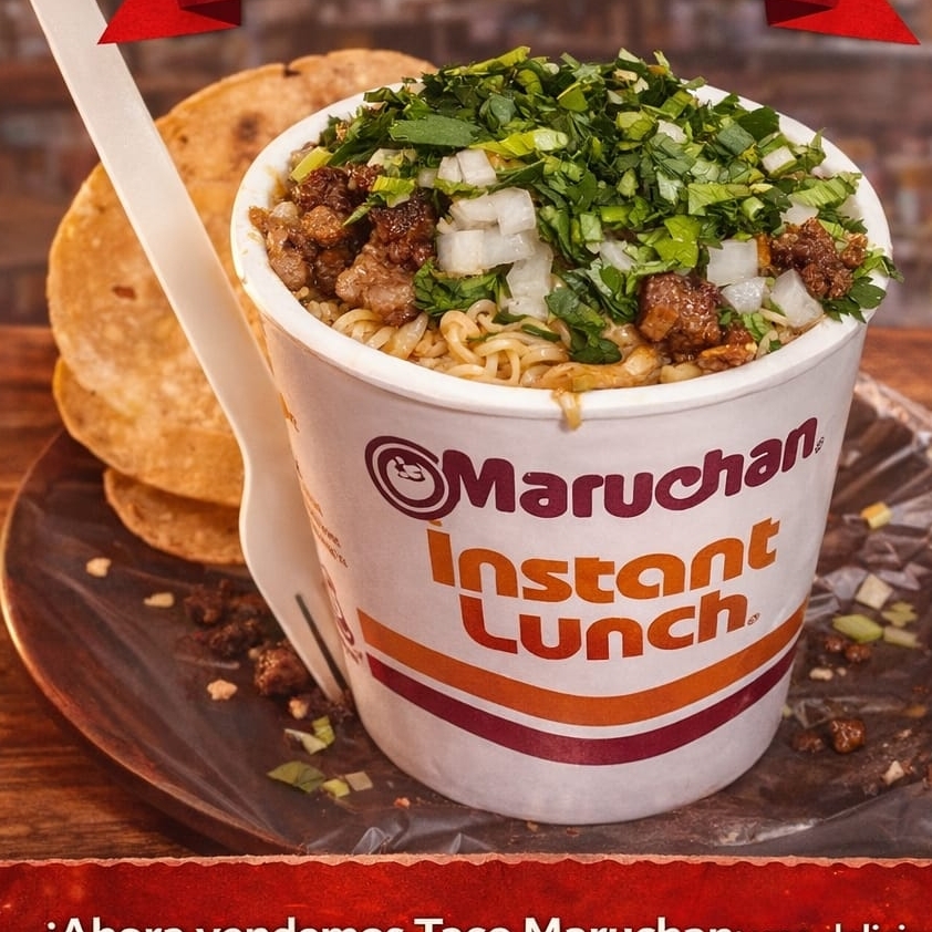 Maruchan con suadero y queso Oaxaca