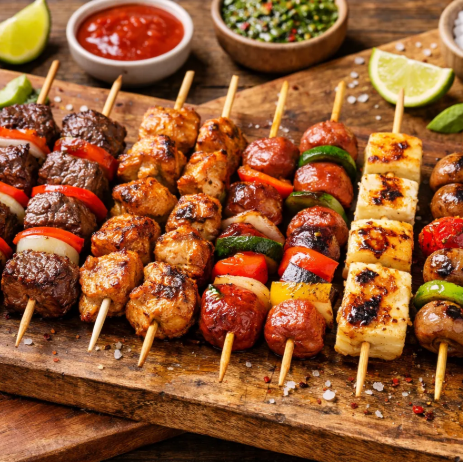 2 deliciosos espetinhos de carne bovina + 1 Coca-Cola lata 🥤 Sabor e praticidade na medida certa para matar a fome! 😋
