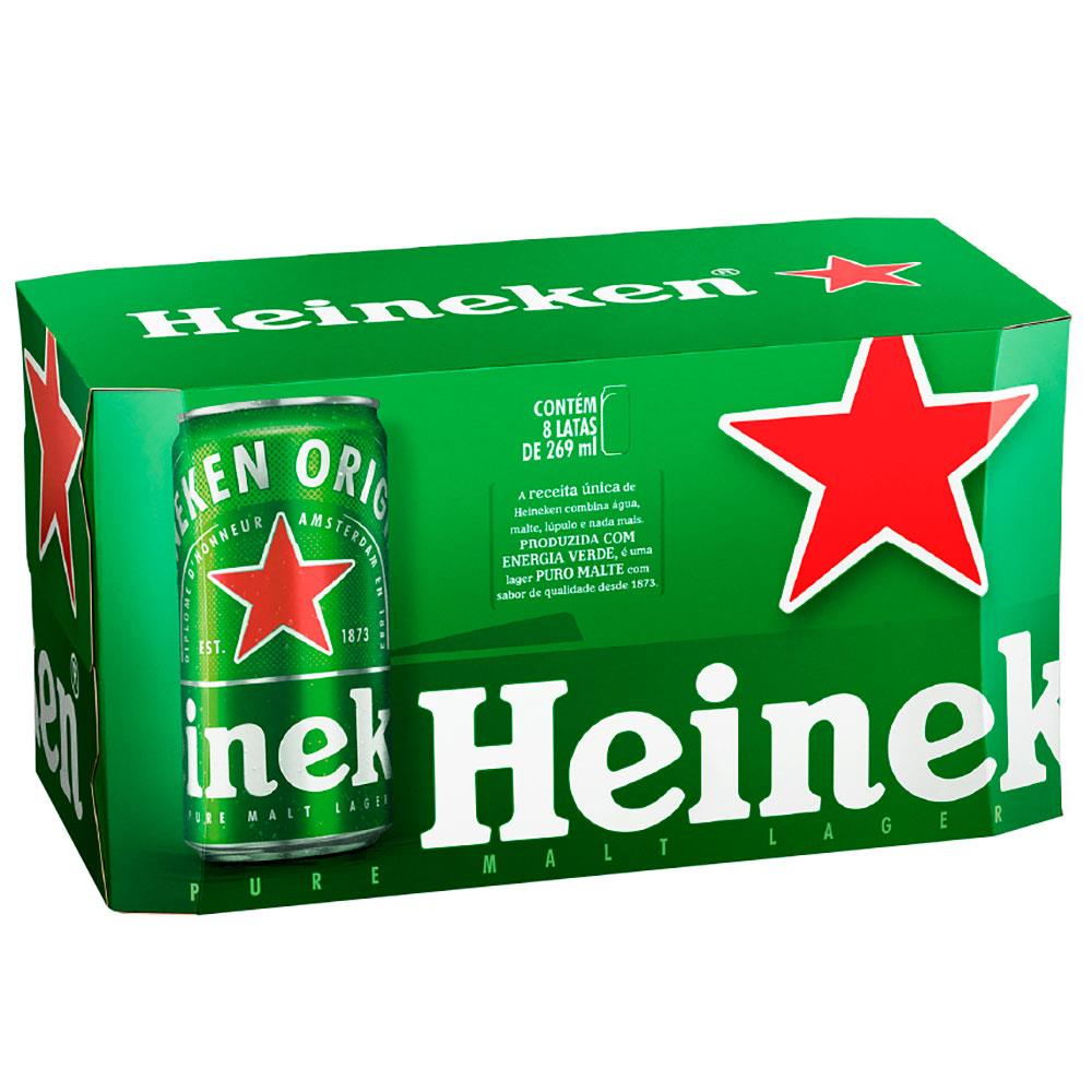 Caixa de cerveja Heineken 269ml com 8 un.