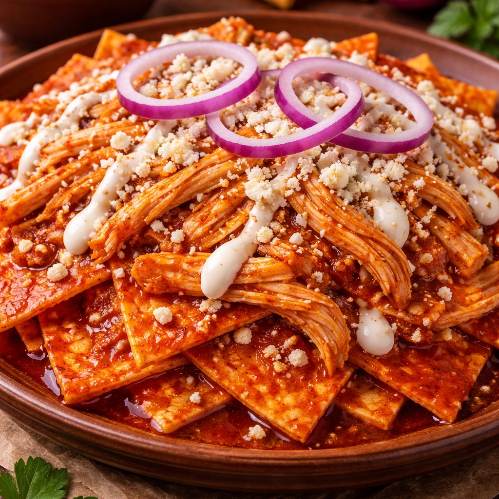 Chilaquiles Rojos Pollo
