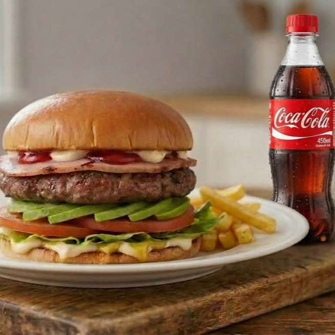 Hamburguesa, Papas y Refresco