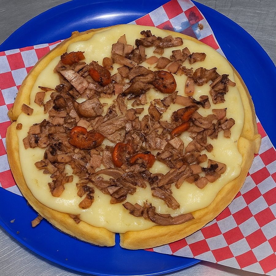 Waffle Pizza Carnes Frias