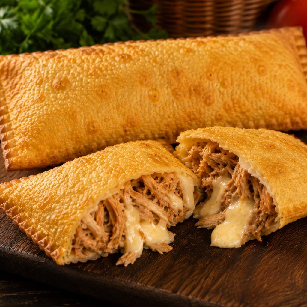 Pernil desfiado, suculento e bem temperado, combinado com queijo derretido e cremoso. Uma mistura irresistível de sabor e cremosidade, envolvida em uma massa crocante e douradinha. É de dar água na boca! 🤤