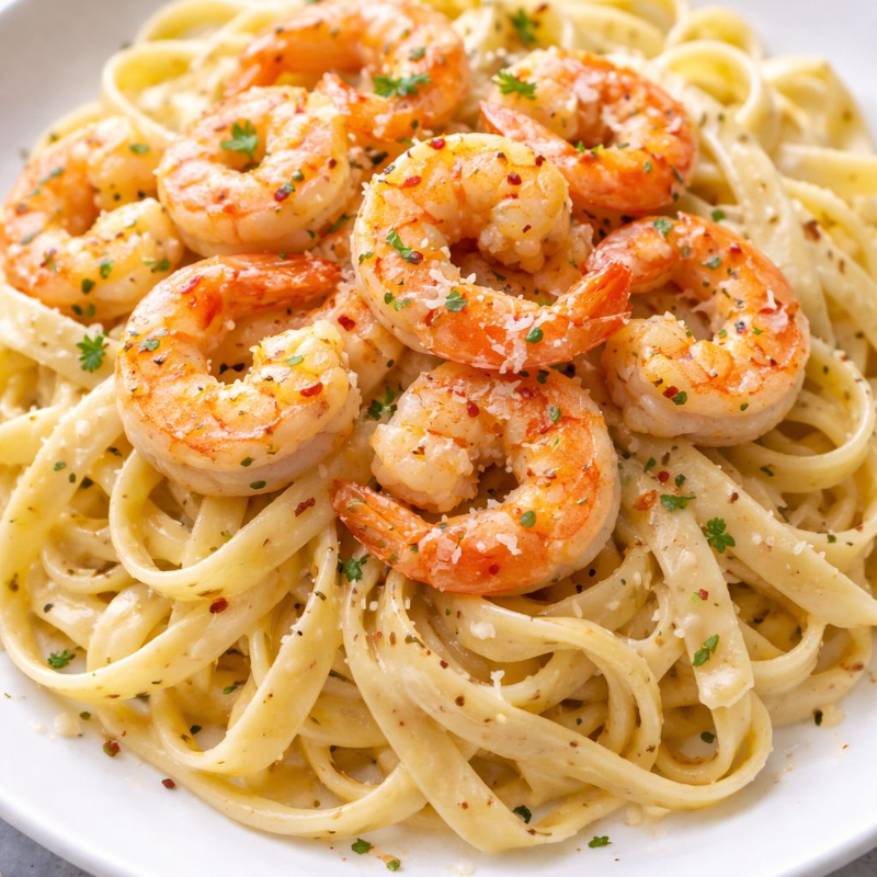 Pasta Fetuccini con Camarón
