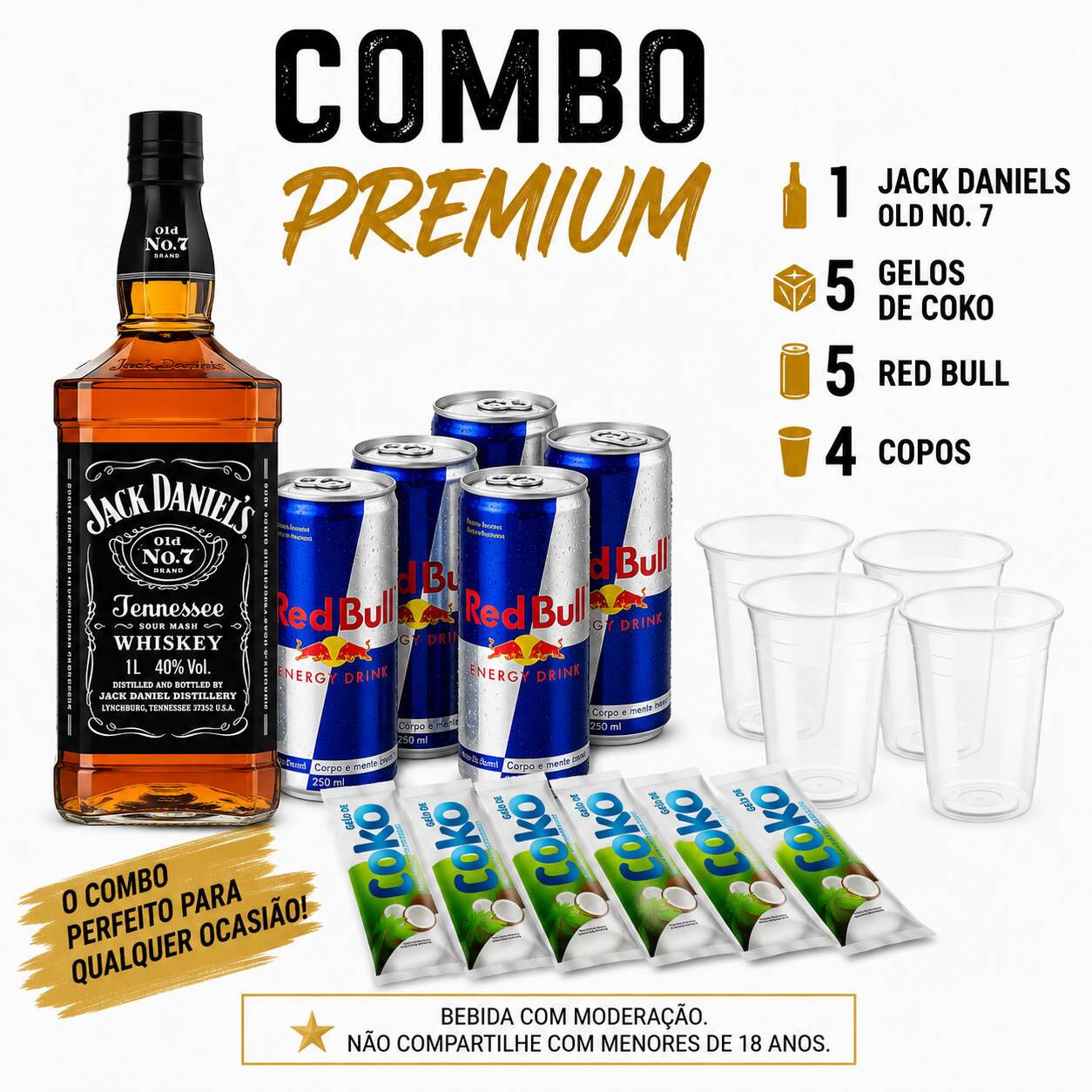 5 RedBull Tradicionais e 5 gelos a sua escolha