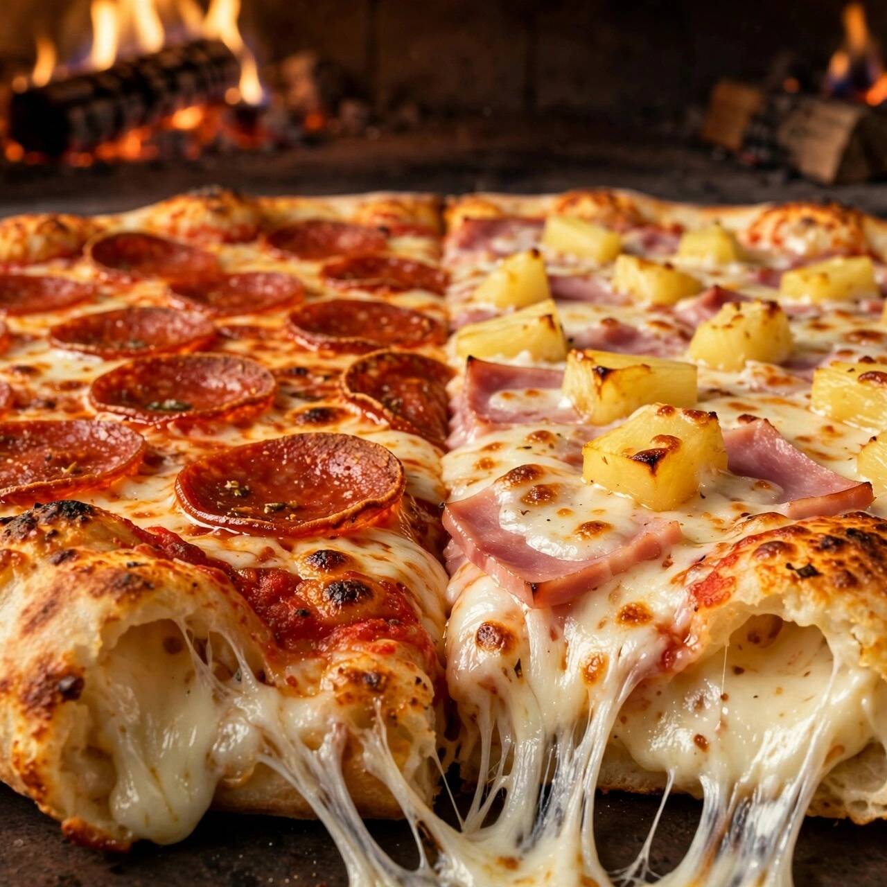 Pizza Mitades (Orilla Rellena)