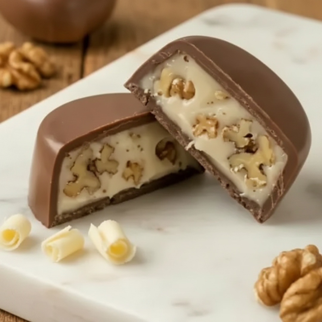Bombom fit totalmente sem açúcar! Feito com chocolate ao leite diet e recheado com brigadeiro branco e pedacinhos de nozes. Informação Nutricional (Unidade): Valor Energético 191 kcal, Proteínas 7g, Carboidratos 12g (Açúcares 0g), Gorduras Totais 14g (Saturadas 9g, Trans 0g), Fibra Alimentar 1g e Sódio 57mg. Lista de Ingredientes: Chocolate ao leite diet, leite condensado diet, nozes e leite em pó integral. Valores estimados com base nos ingredientes e peso médio do bombom. Alergênicos: Contém nozes, amendoim, avelãs, leite e derivados. Não contém glúten. Não contém açúcar adicionado.