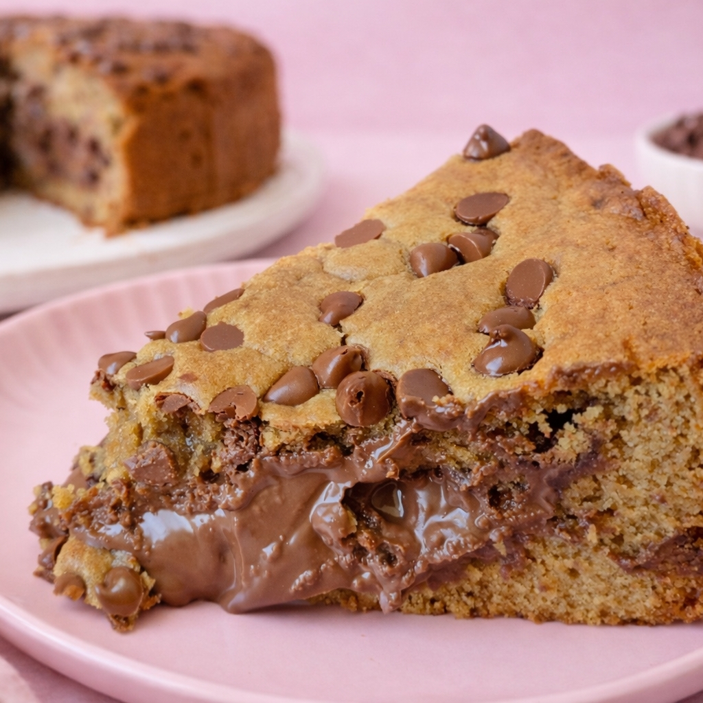 Massa cookie com chocolate, recheada com nutella pura.