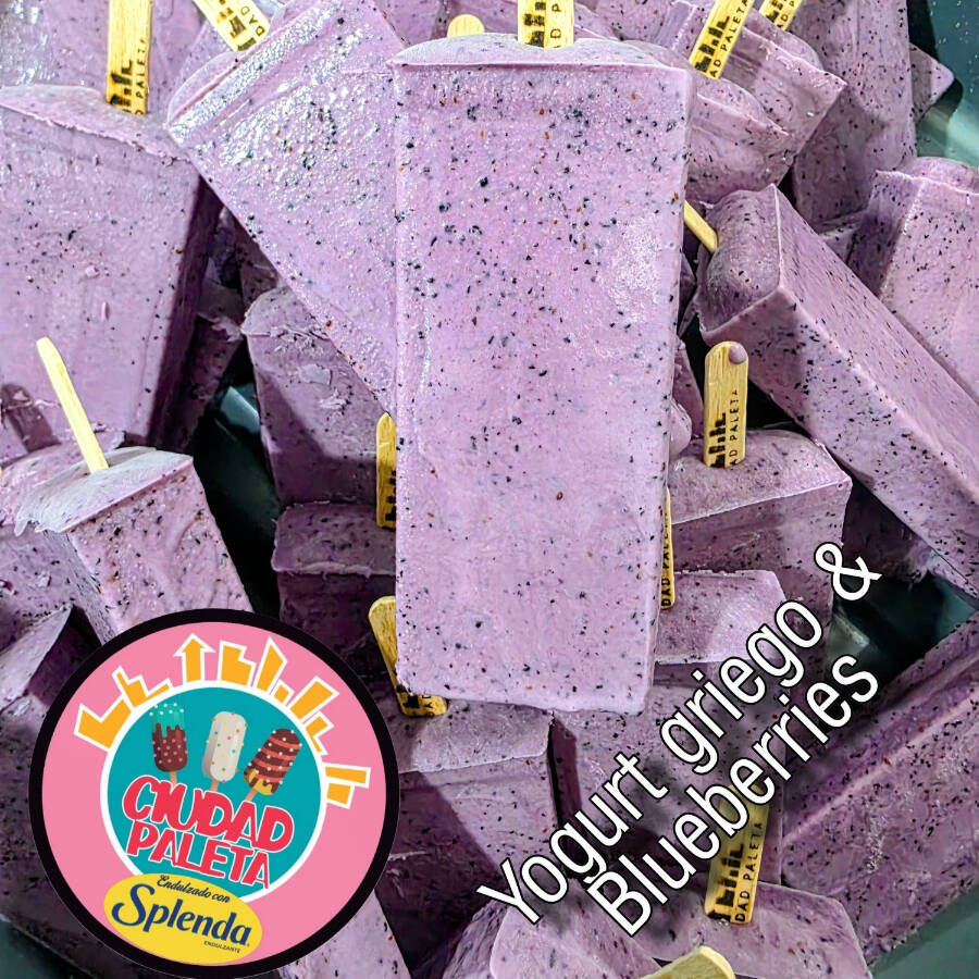 Paleta de Yogurt Griego con Blueberries (splenda)