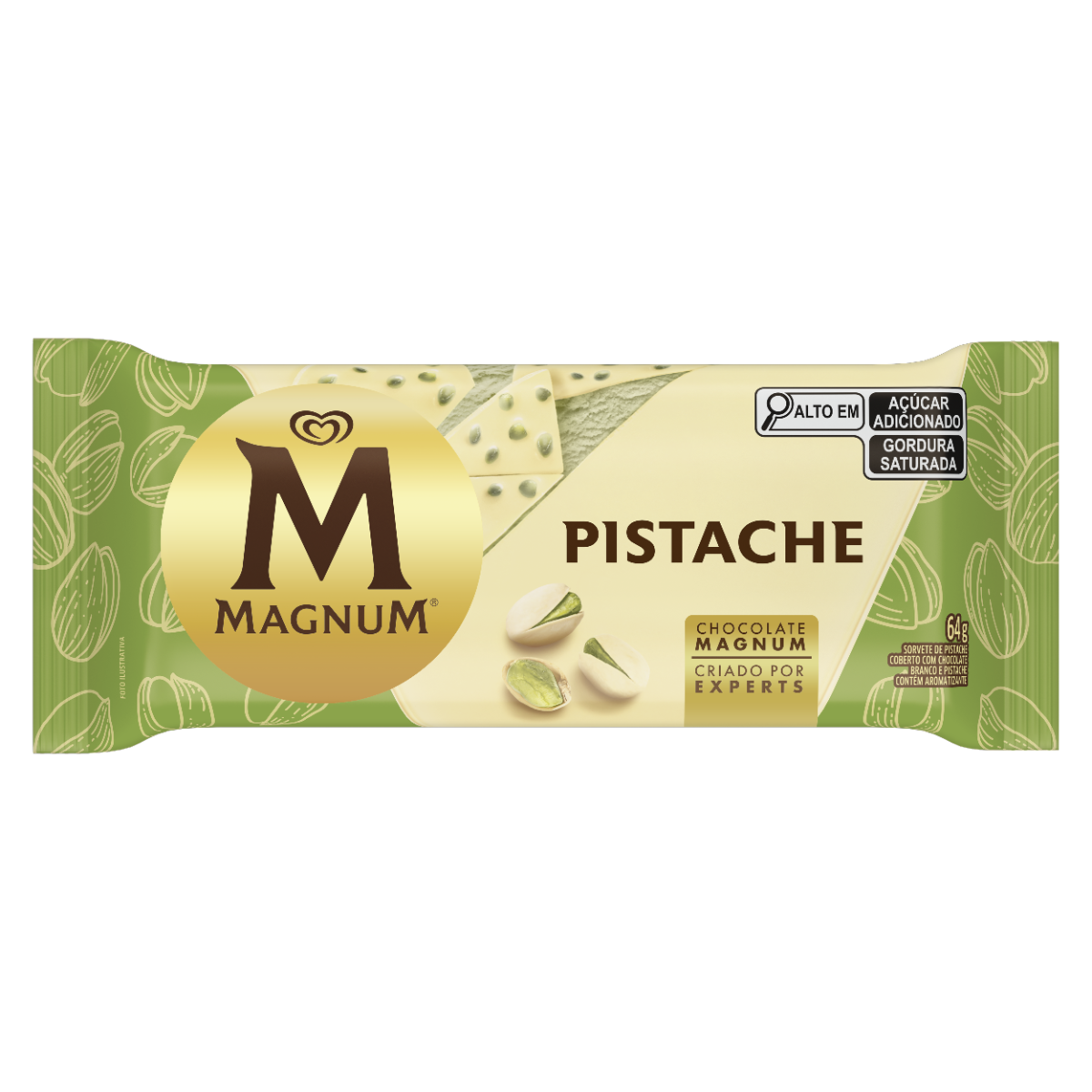 Magnum pistache chegou! Um sorvete de pistache combinado perfeitamente com uma deliciosa e crocante cobertura de Magnum branco com pedaços de pistache. A mordida perfeita!