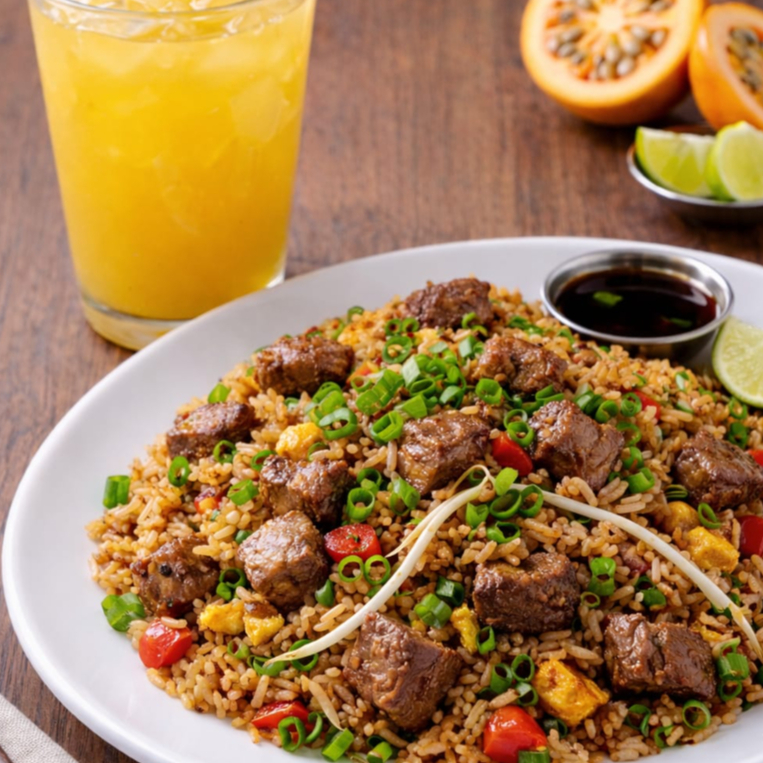 Chaufa de Carne más Bebida