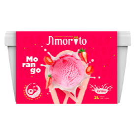 Sorvete de morango com recheio de morango.