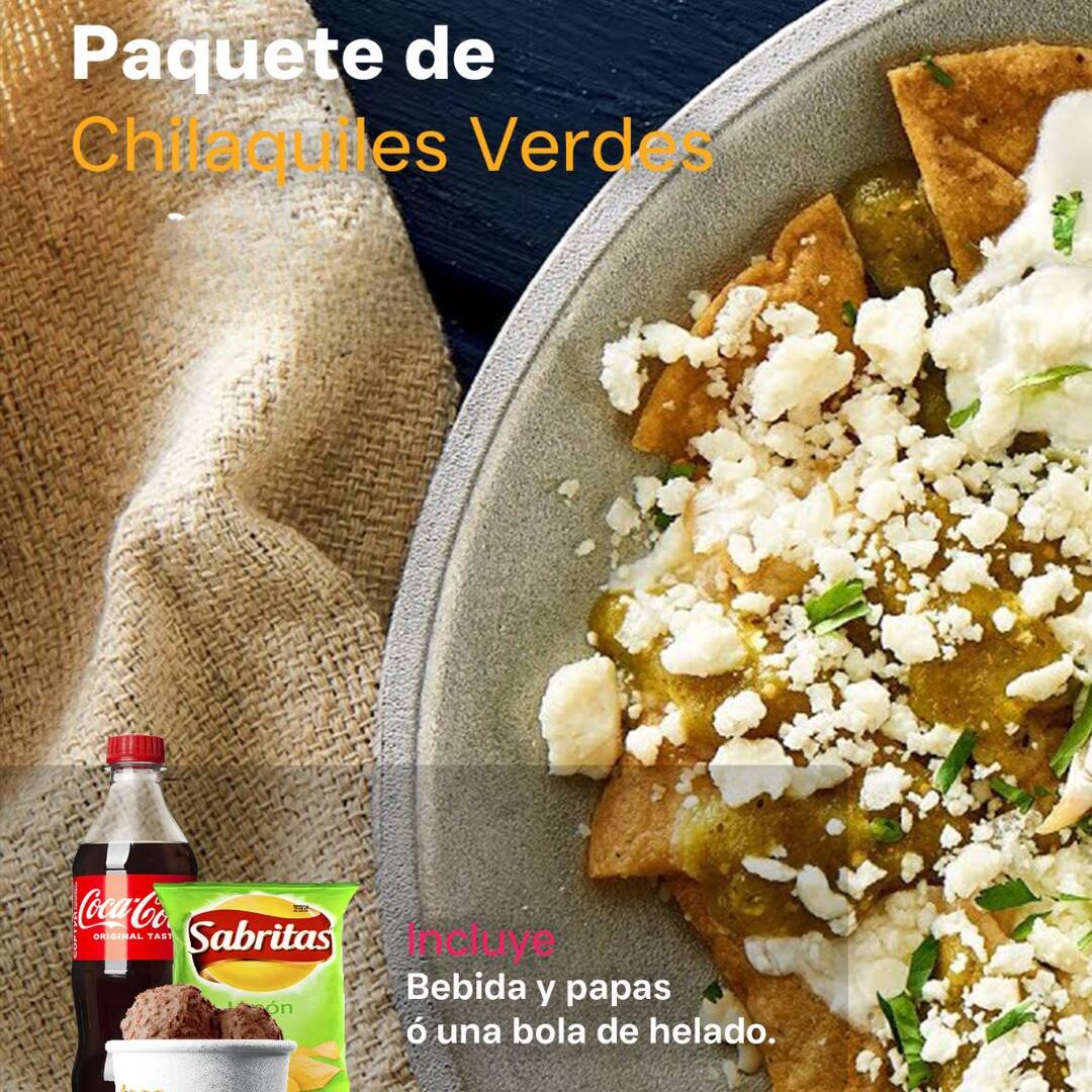 Chilaquiles Sencillos con Bebida y Mini Frituras