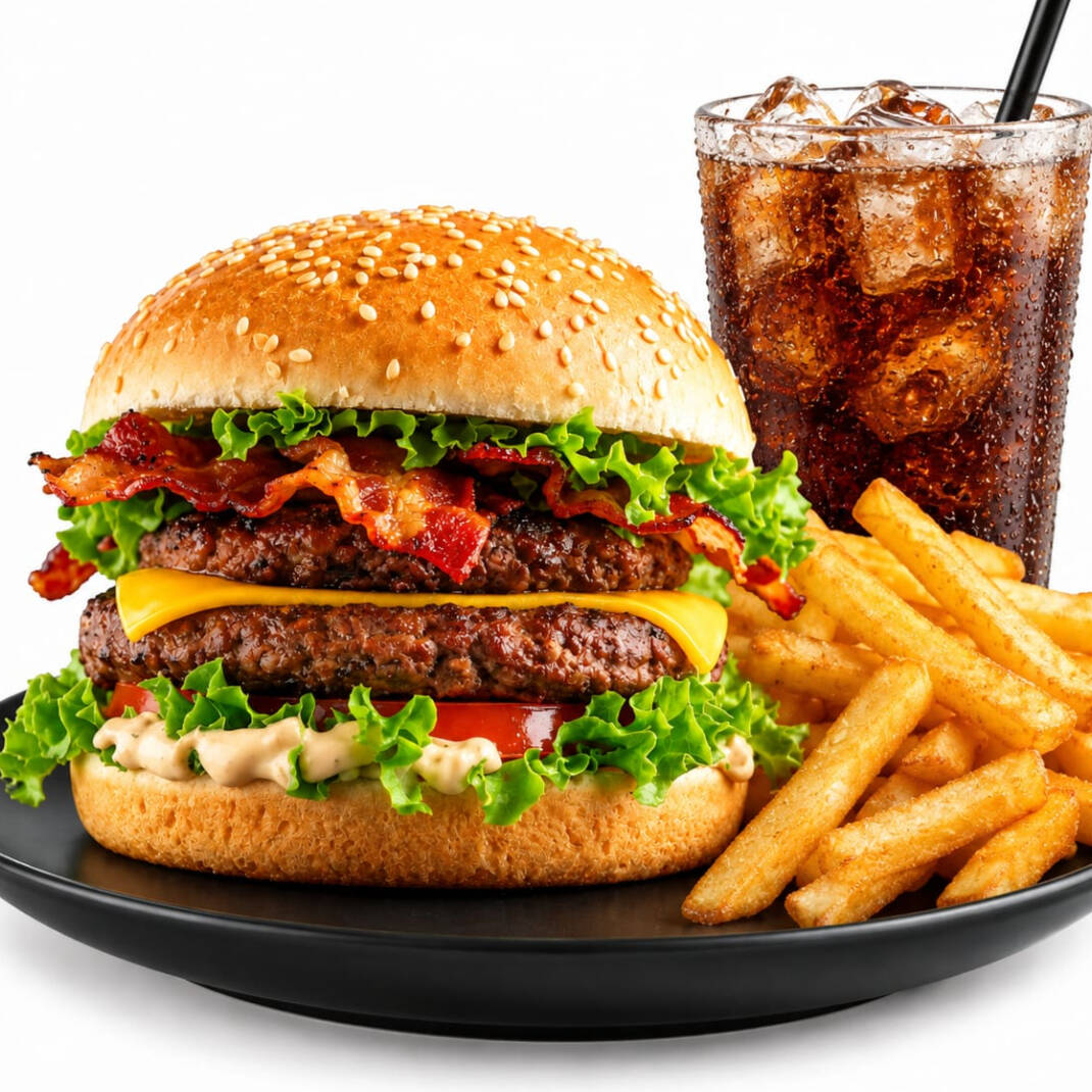 Doble Arrachera XXL, Papas y Bebida