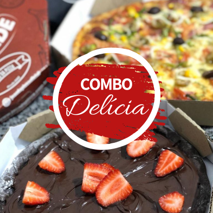 Pizza gigante 35cm + pizza média doce 25cm.