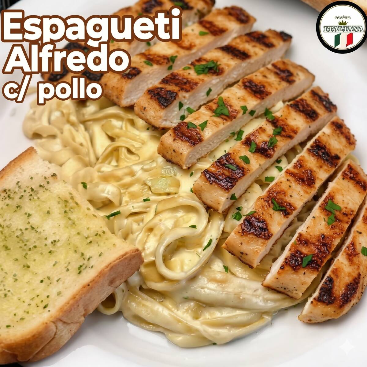 Espagueti Alfredo con Pollo