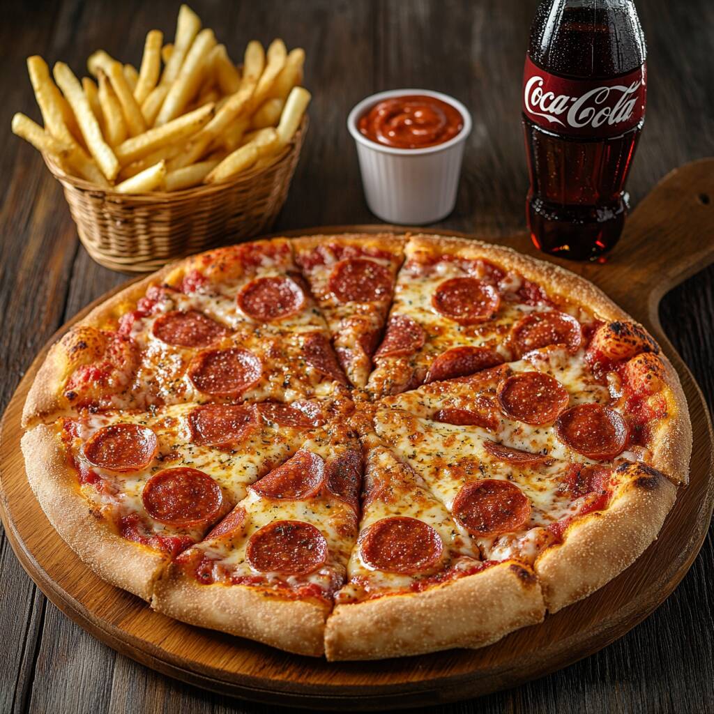 Pizza Familiar + Papas + Refresco Familiar