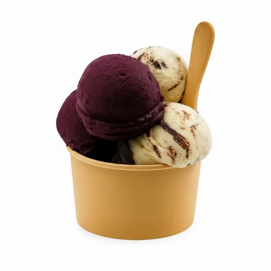 A combinação perfeita do açaí frutos de goiás com sorvete no pote de 480 ml com até dois complementos grátis adicionados ao pote de açaí.