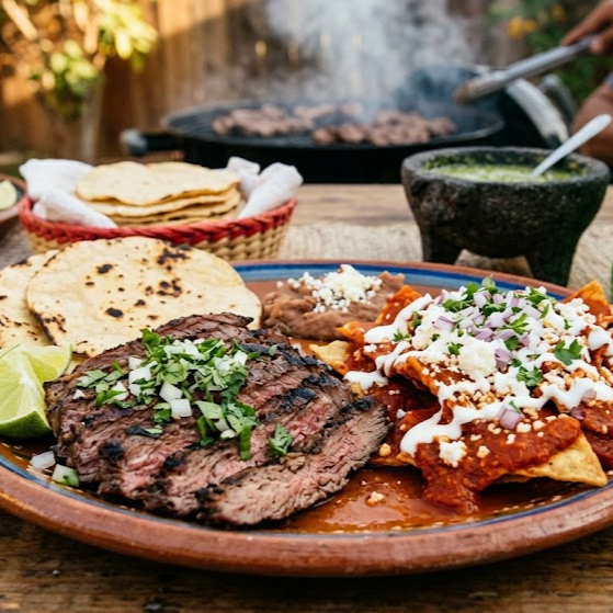 Carne Asada con Chilaquiles