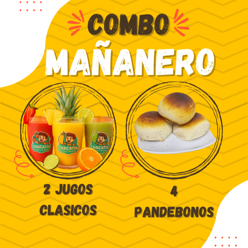 Combo Mañanero - 2 Jugos Clásicos y 4 Pandebonos