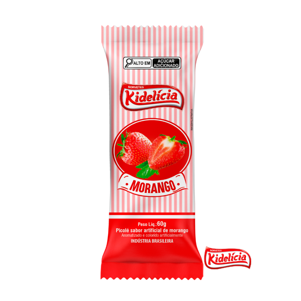 Picolé a base de leite sabor morango