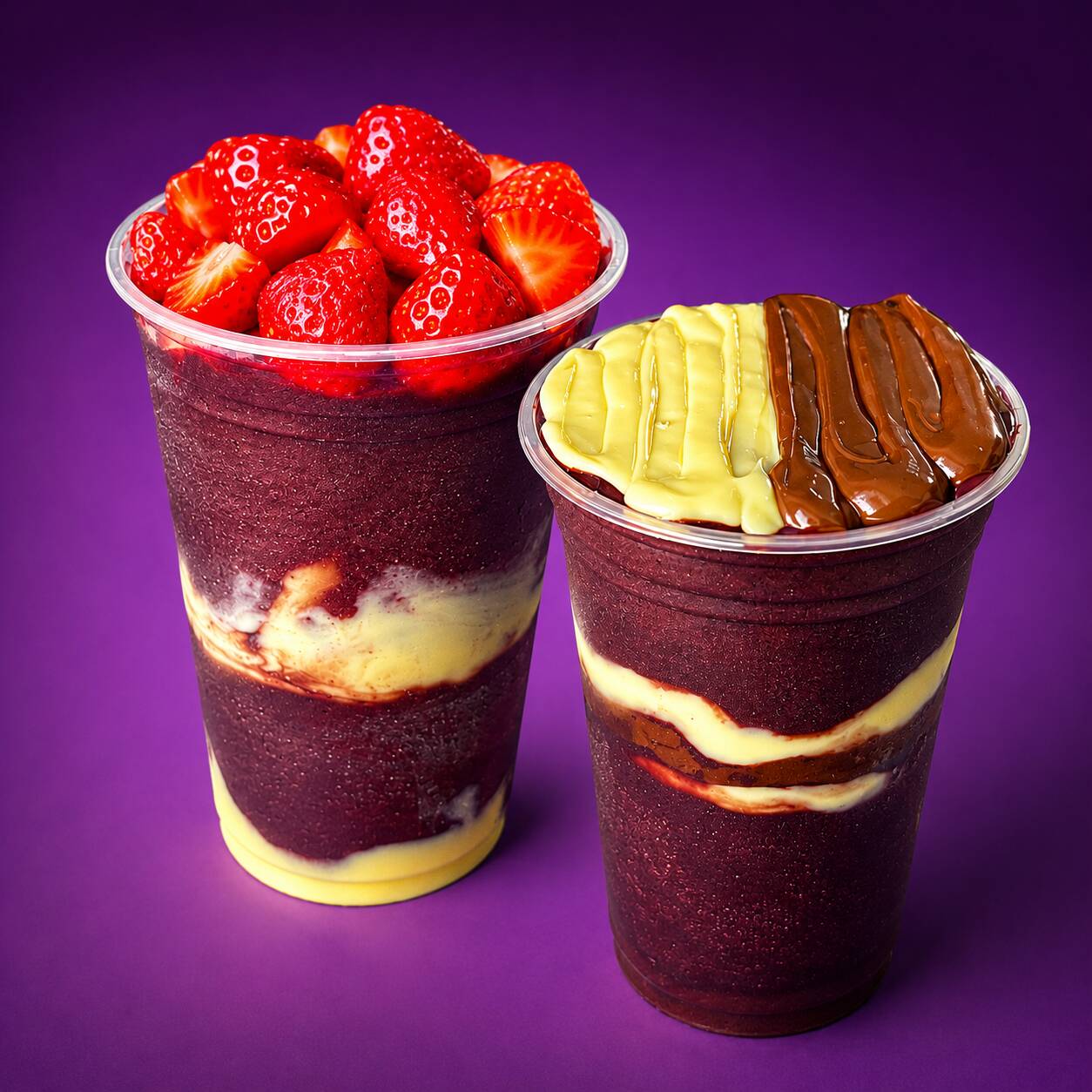 Açaí tradicional com 3 acompanhamentos grátis.